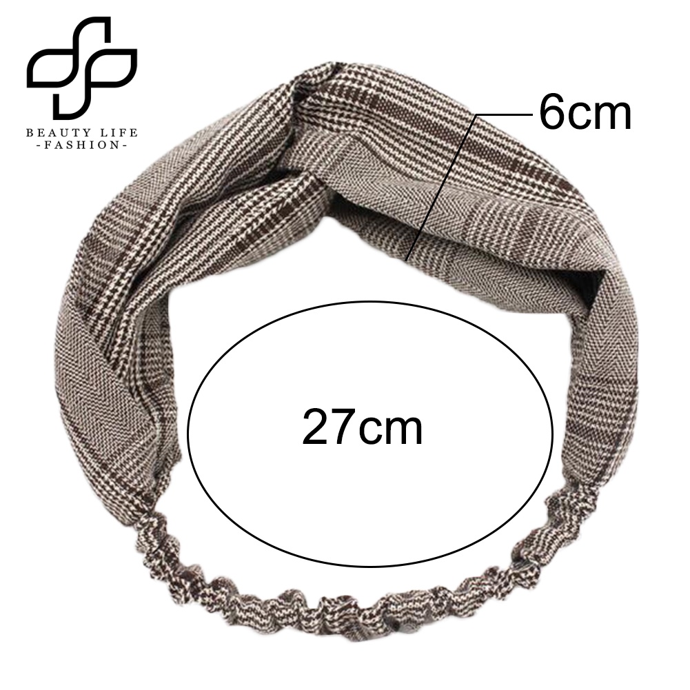 Băng Đô Cài Tóc Bản Rộng Co Giãn In Họa Tiết Kẻ Sọc Cho Nữ