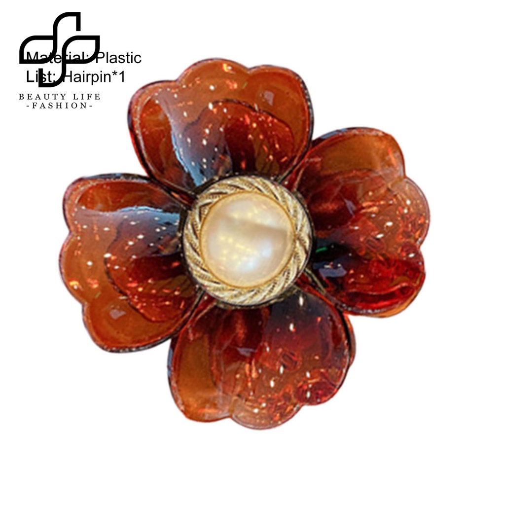 Kẹp Tóc Càng Cua Đính Ngọc Trai Giả Bằng Nhựa Màu Sắc Tươi Sáng