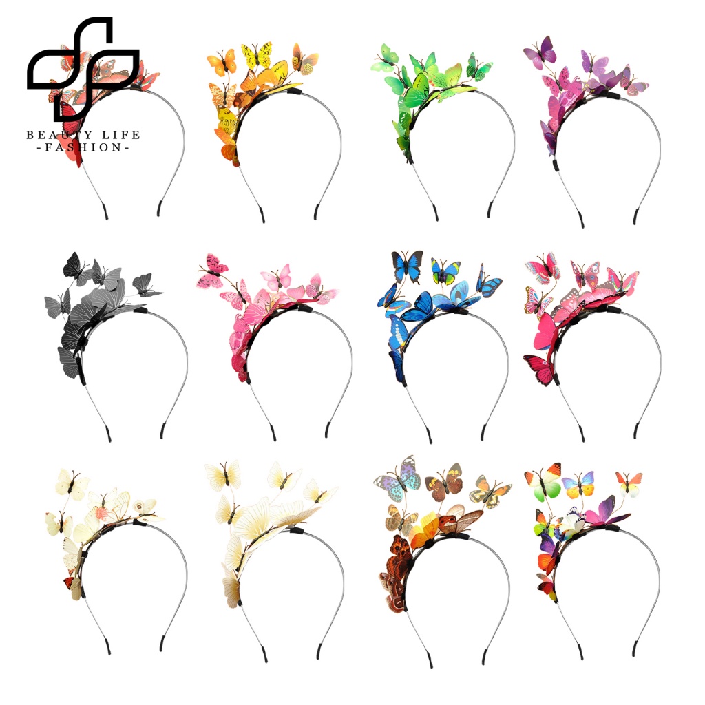 Băng Đô Cài Tóc Bằng Nhựa Hình Bướm Ba Chiều Sáng Tạo