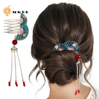 Kẹp Tóc Kim Loại Hình Quạt Nhiều Màu Thời Trang Mùa Hè Cho Nữ