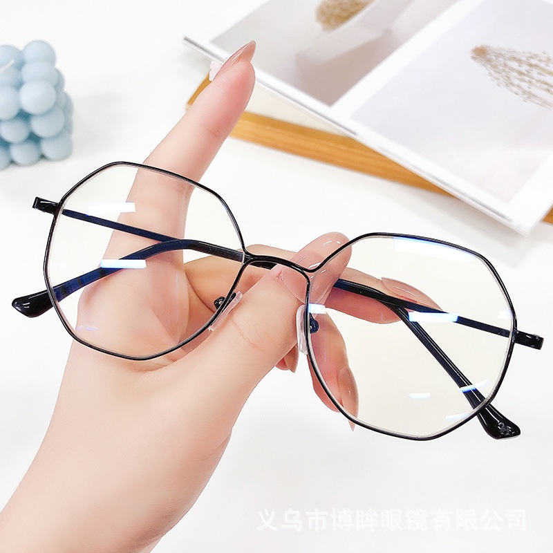 Kính Mát Gọng Đa Giác Bằng Kim Loại Chống Ánh Sáng Xanh Phong Cách Retro Cho Nam Và Nữ