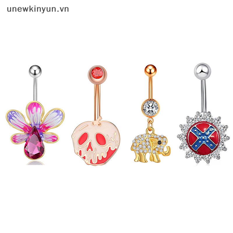 Khuyên Rốn Bằng Thép Không Gỉ Đính Đá Zircon Hình Bướm Tua Rua Quyến Rũ