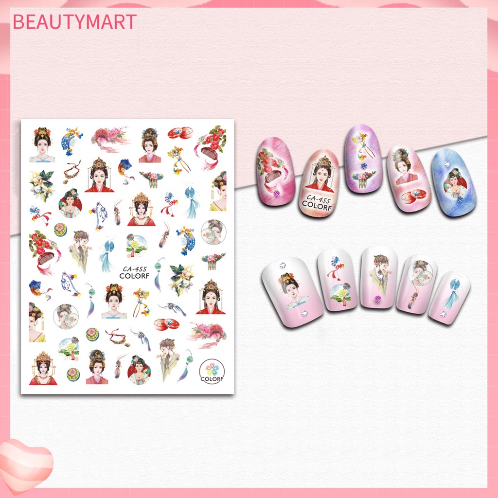 Miếng Dán Trang Trí Móng Tay 2D DIY Nhiều Màu Sắc Không Mùi Có Thể Tháo Rời Phong Cách Trung Hoa Dành Cho Nữ