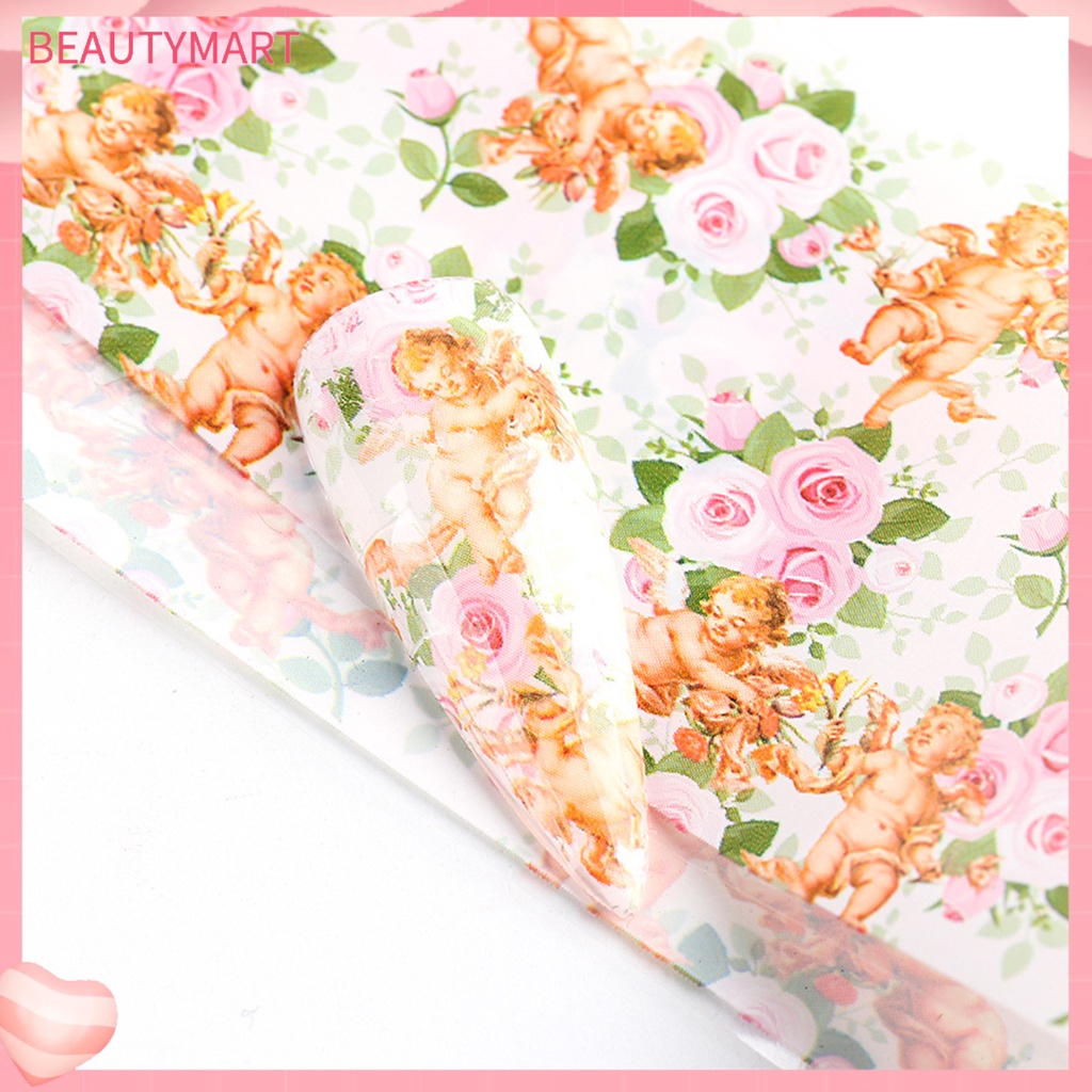 Set 10 Miếng Dán Móng Tay DIY Họa Tiết Thần Cupid Lâu Trôi Cho Nữ