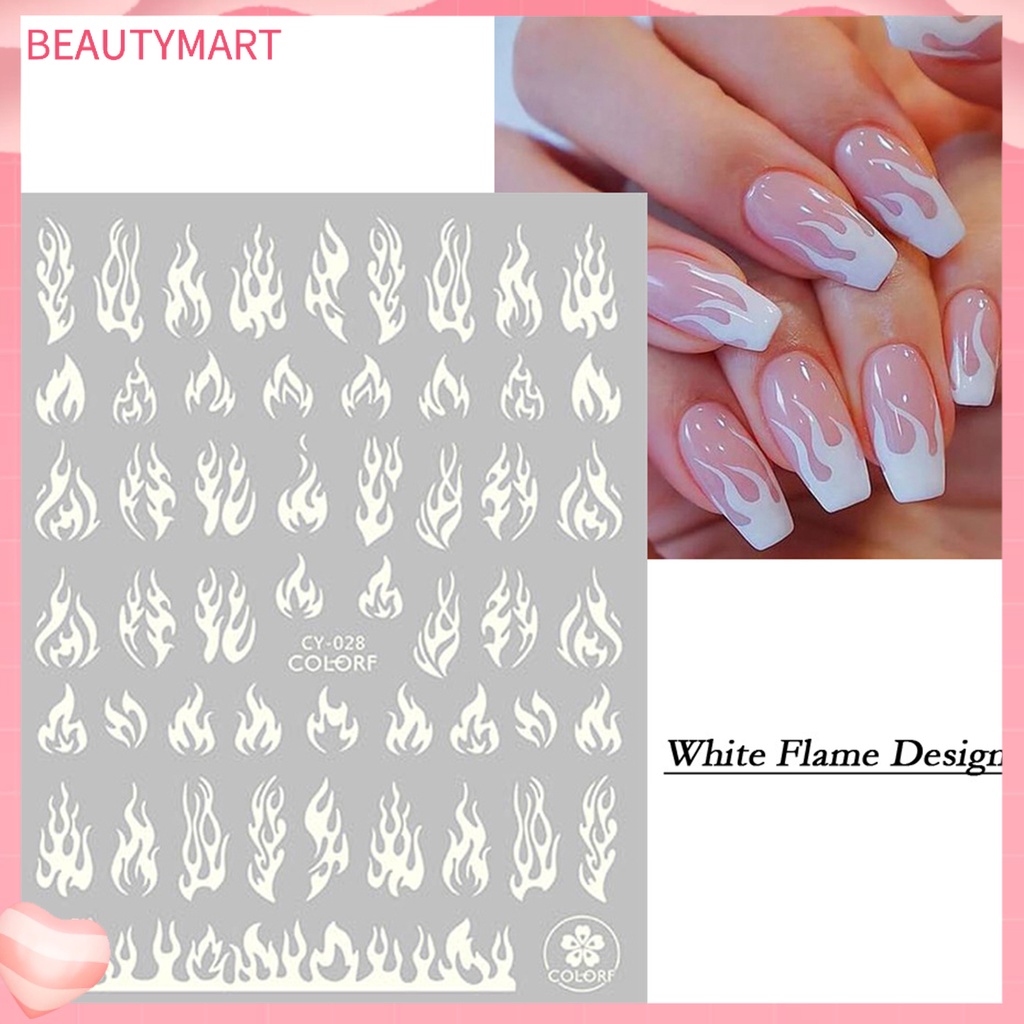 [beautymart] Miếng Dán Móng Tay Hiệu Ứng Dạ Quang Phát Sáng Trong Bóng Tối Hình Bướm Và Ngọn Lửa