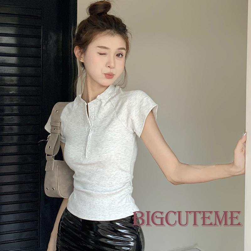 Áo Sơ Mi Tay Ngắn Màu Trơn Cài Nút Thời Trang Mùa Hè Dành Cho Nữ