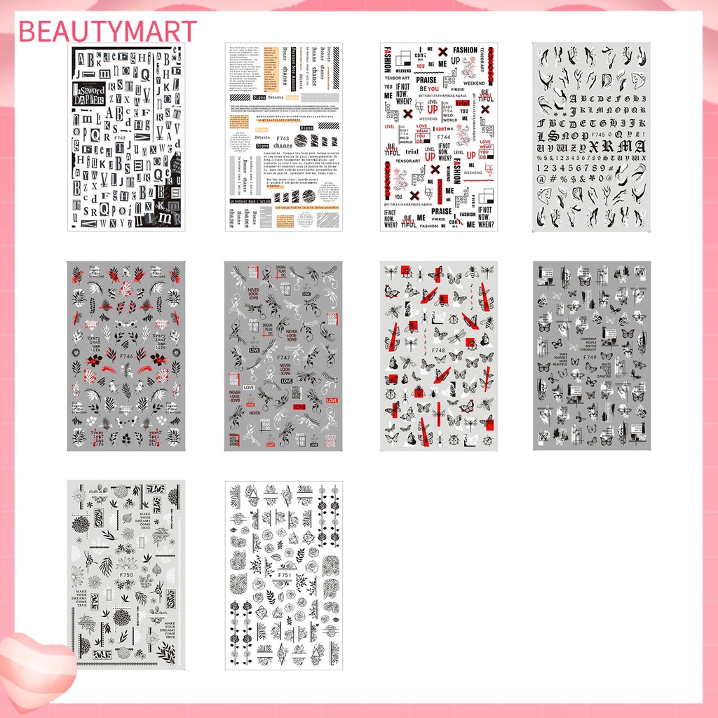 Bộ 2 Miếng Dán Móng Tay 3D Đa Năng Phong Cách Punk Cổ Điển Màu Trắng Đen Cho Nữ