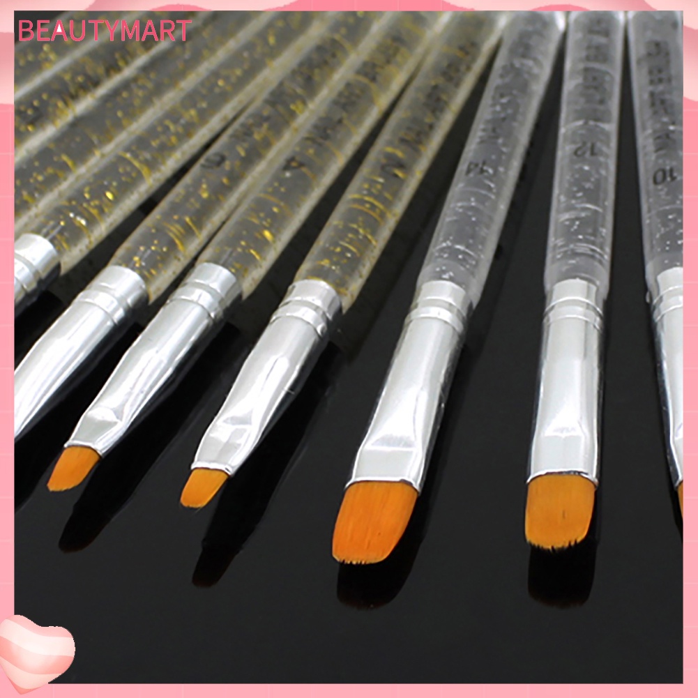 Set 7 Cọ Vẽ Móng Tay Đầu Pha Lê Giả Trong Suốt Bằng Thép Không Gỉ