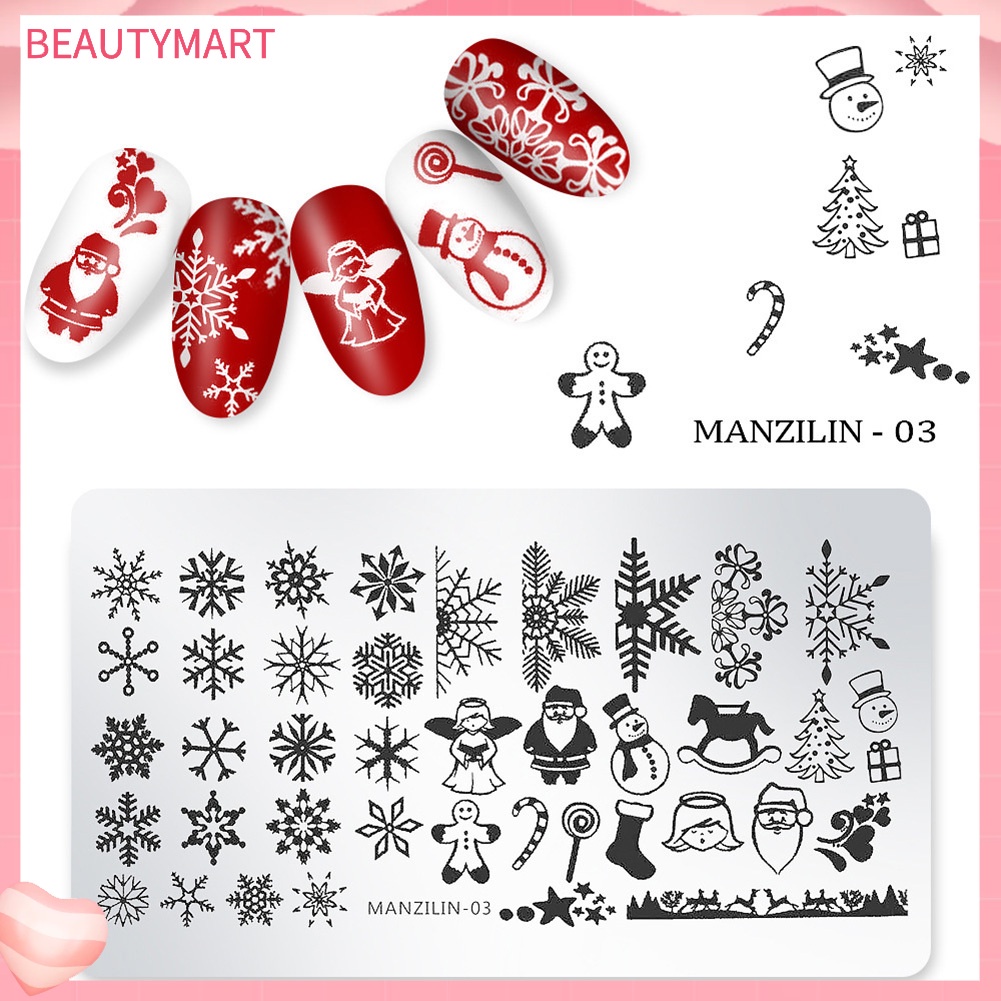 Khuôn In Móng Tay Hình Hoa Tuyết / Ông Già Noel / Người Tuyết Phong Cách Giáng Sinh