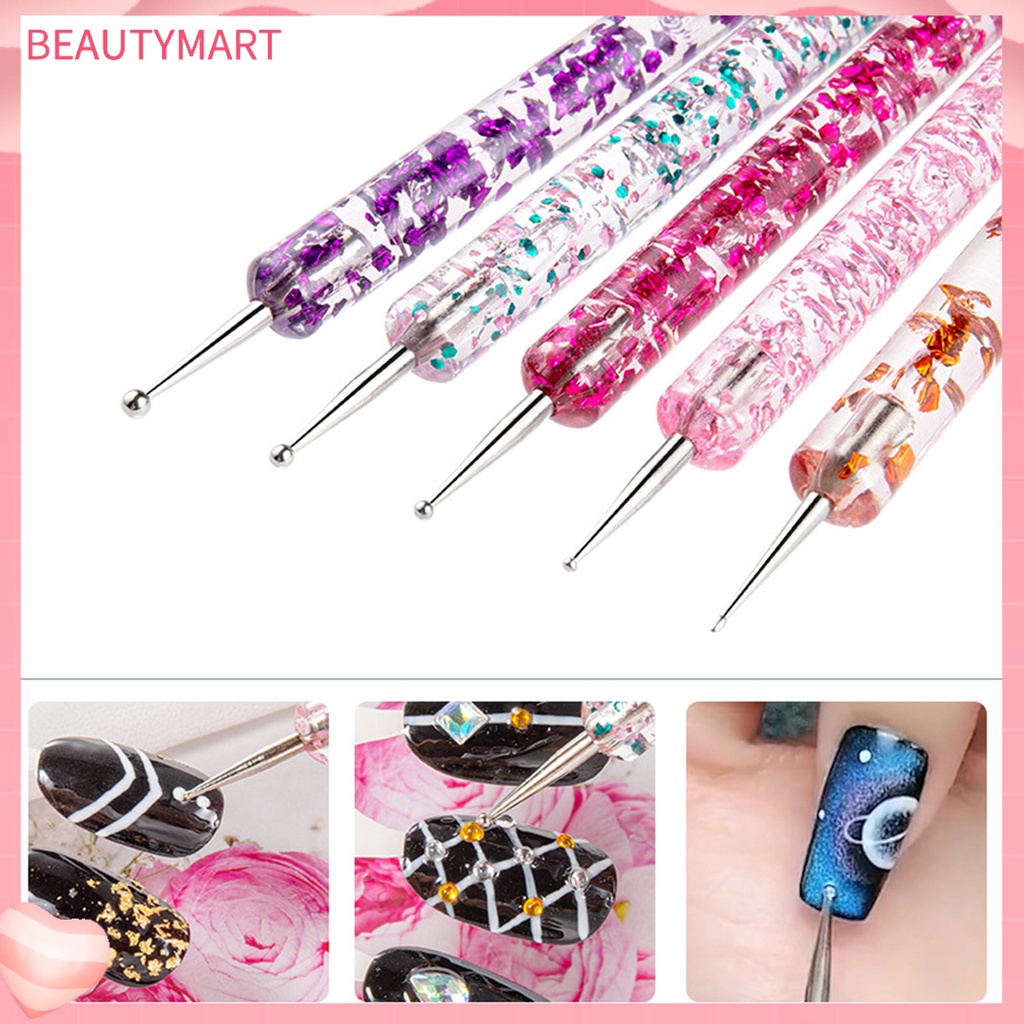 Set 5 Bút Hai Đầu In Hình Hoa / Chấm Bi Trang Trí Móng Nghệ Thuật