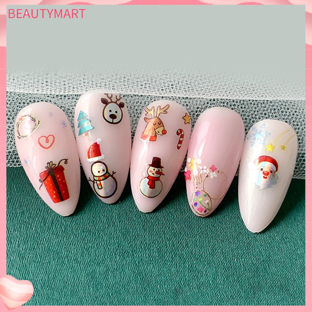 [beautymart] Đề Can Dán Móng Tay Tự Dính Họa Tiết Hoạt Hình Giáng Sinh Tinh Tế Quyến Rũ Dễ Sử Dụng