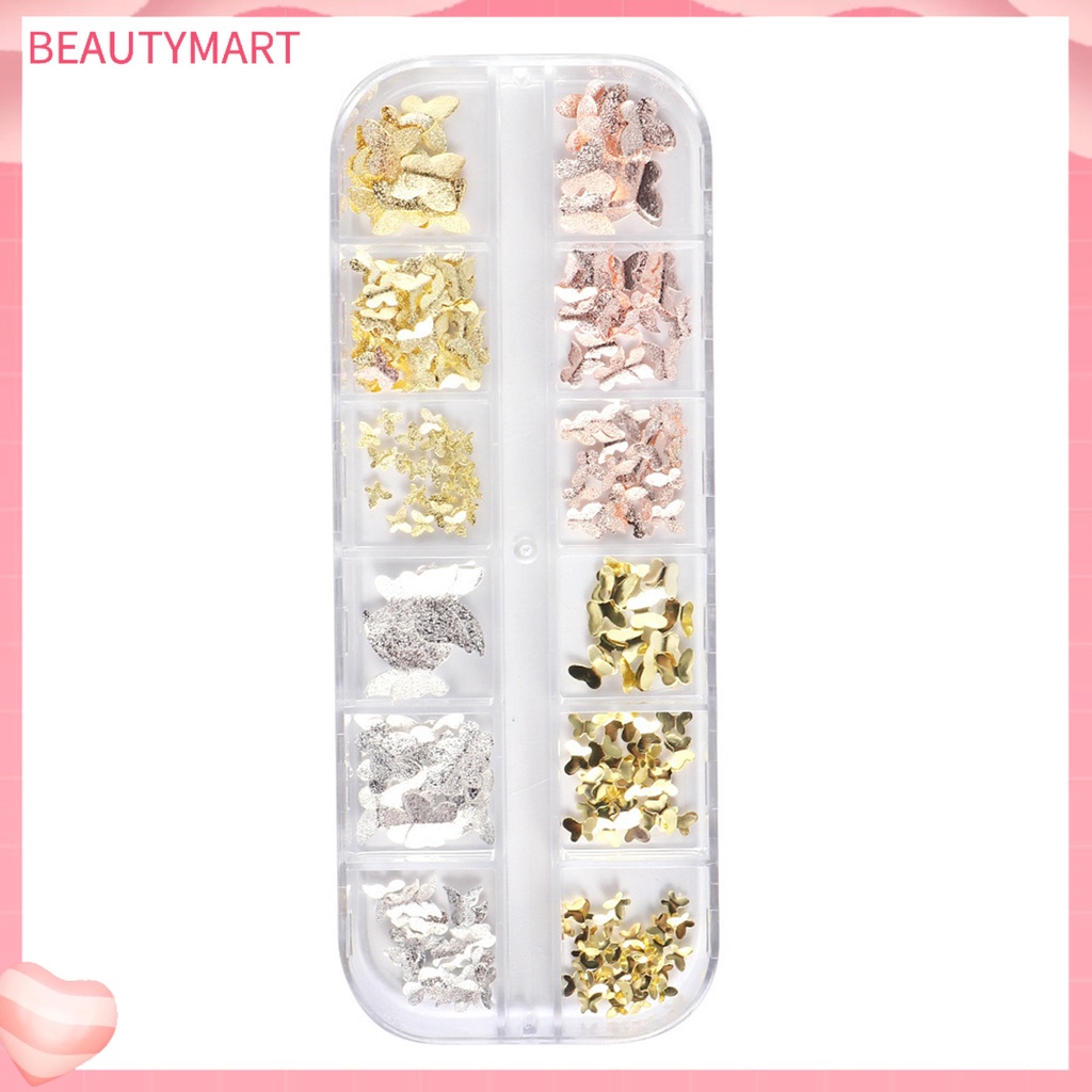1 Hộp Phụ Kiện Trang Trí Móng Tay Nghệ Thuật Tạo Hiệu Ứng Hình Bướm Nhiều Màu Sắc Lấp Lánh Charms