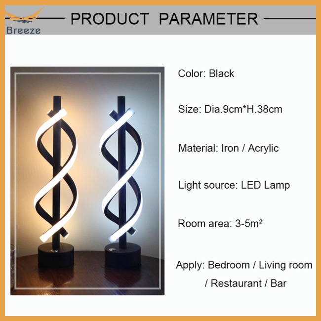 Đèn Led Để Bàn Dạng Xoắn Ốc Đơn Giản Sáng Tạo Có Thể Sạc Lại Trang Trí Nhà Hàng / Phòng Ngủ