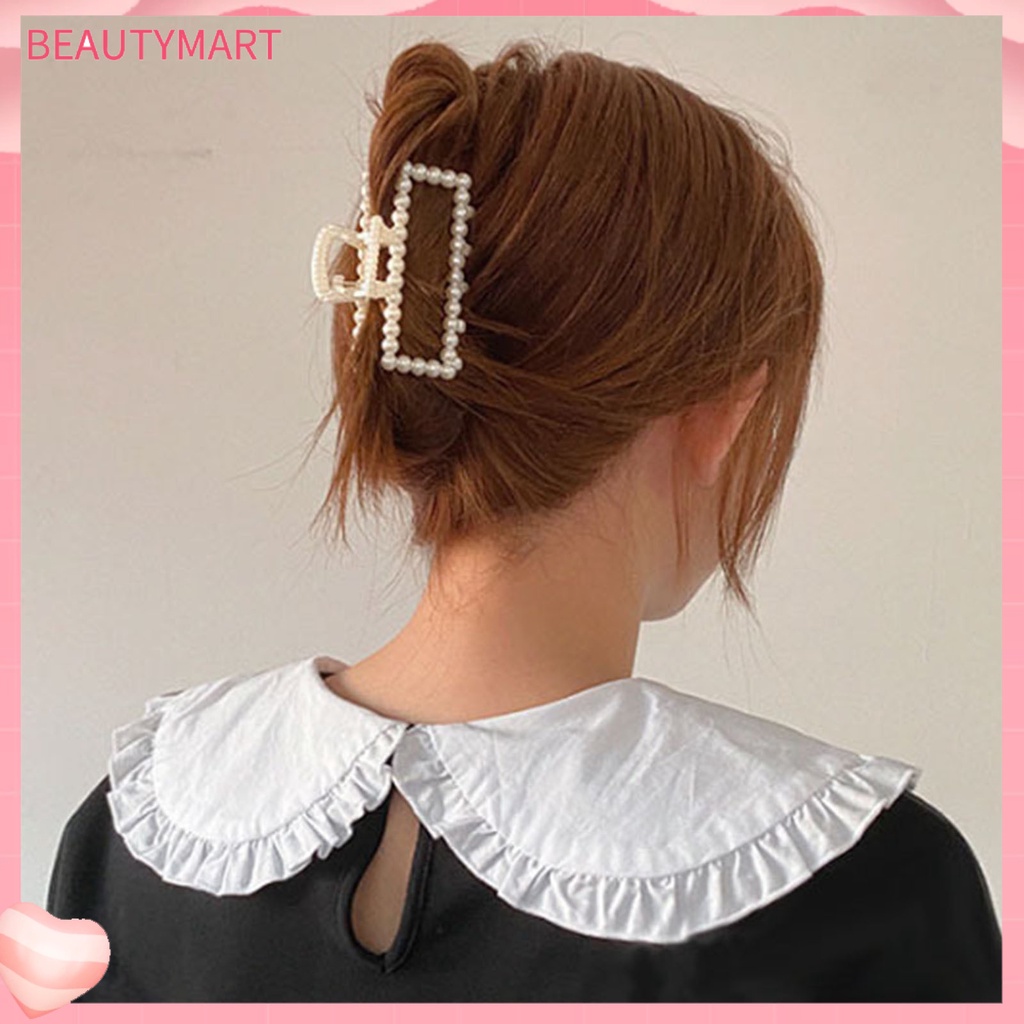 Kẹp Tóc Càng Cua Lớn Đính Ngọc Trai Giả Thanh Lịch Cho Nữ