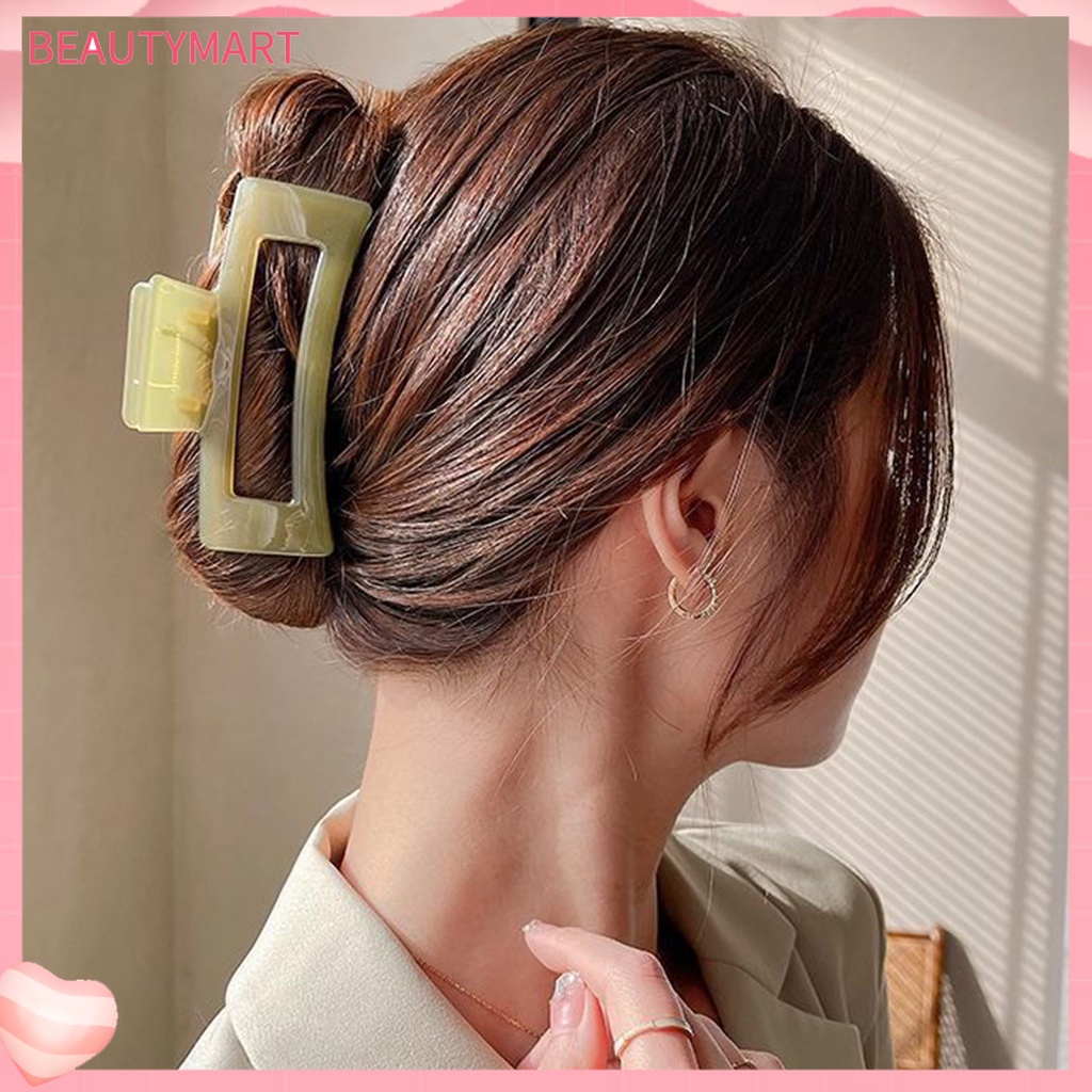 Kẹp Tóc Hình Vuông Cỡ Lớn Thiết Kế Trong Suốt Chống Trượt Tiện Dụng Cho Nữ