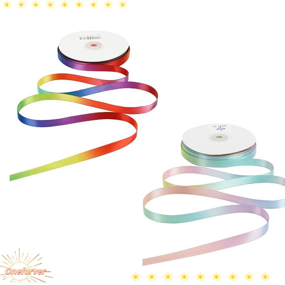 Bộ 2 Cuộn Dây Ruy Băng Màu Cầu Vồng Bằng Vải Satin
