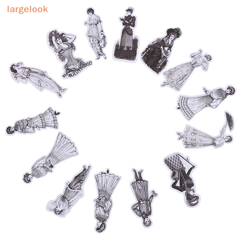 Set 14 Phụ Kiện Trang Trí Sổ Tay / Nhật Ký DIY Hình Cô Gái Châu Âu