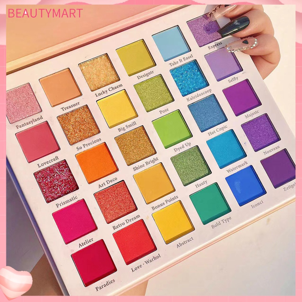 Bảng Phấn Mắt 30 Màu Sắc Cầu Vồng Long Lanh Chống Nước Dành Cho Nữ