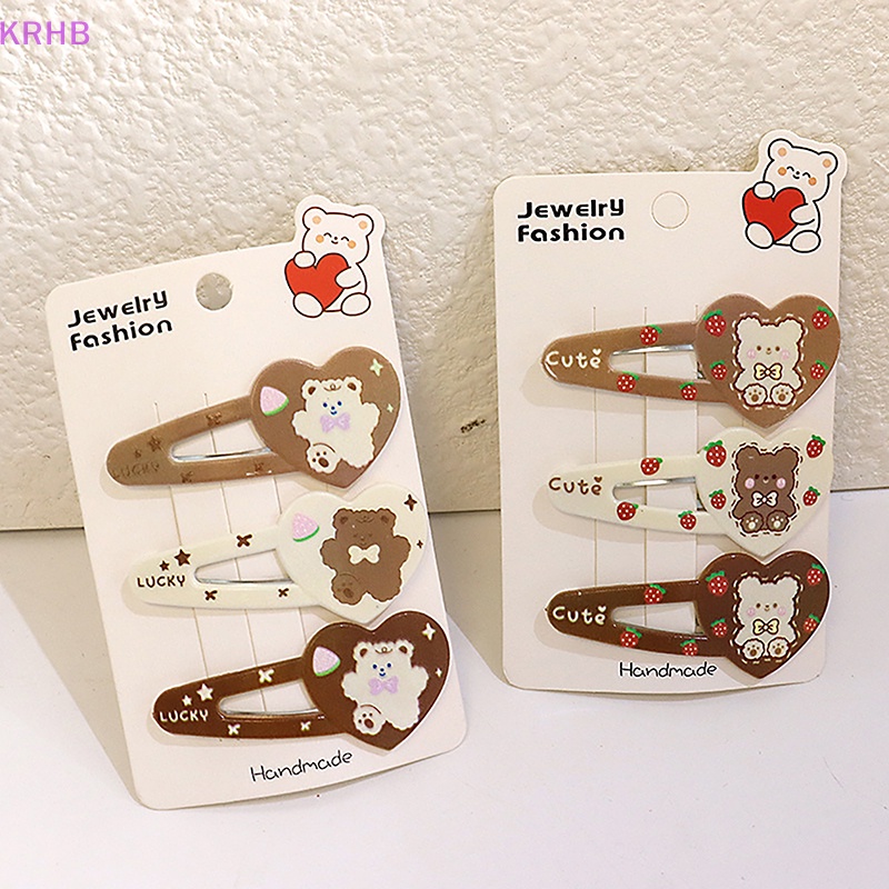 Set 3 Kẹp Tóc Hình Gấu Dễ Thương Cho Nữ Mới
