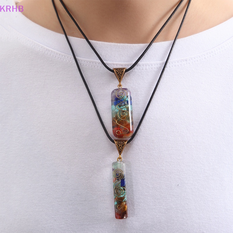 Mặt Vòng cổ Bằng Đá Tự Nhiên 7 Chakra Phong Cách Retro Mới