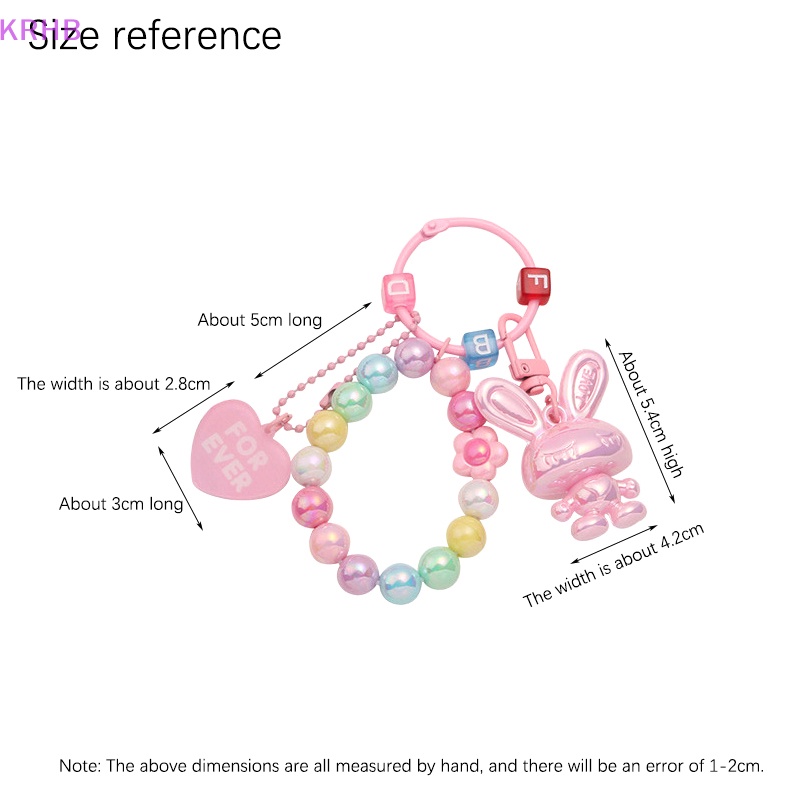 Móc Chìa Khóa Dạng Hạt Hình Thỏ Bằng Acrylic Màu Kẹo Dễ Thương Dành Cho Nữ Mới
