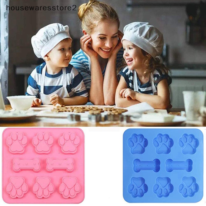1 Khuôn Silicone Làm Bánh Hình Dấu Chân Chó 3D DIY