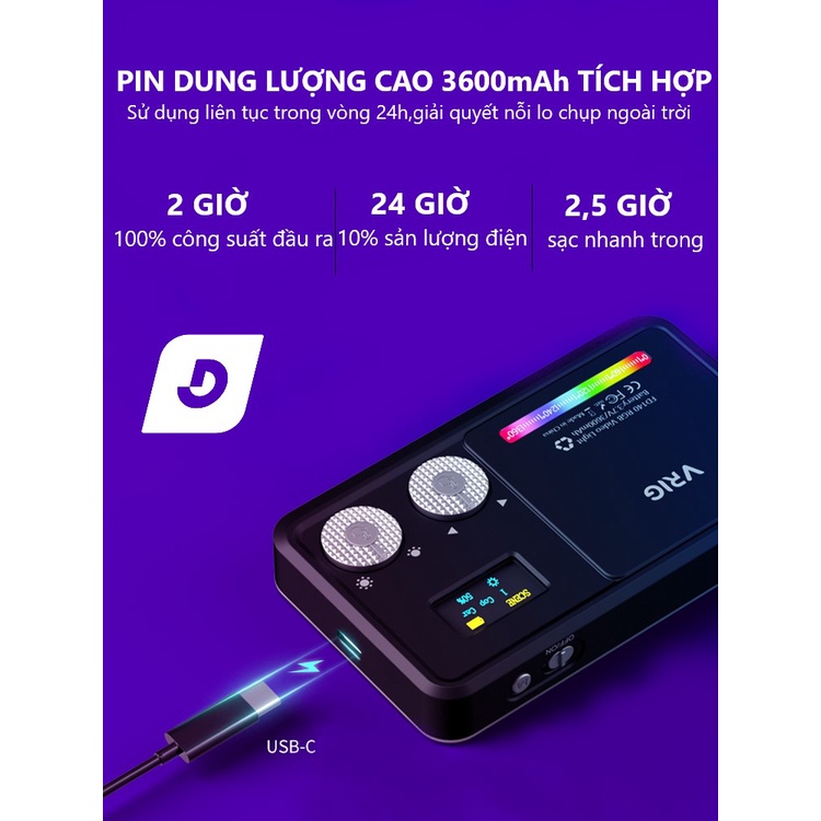Đèn LED trợ sáng Vrig FD140 RGB hỗ trợ quay video