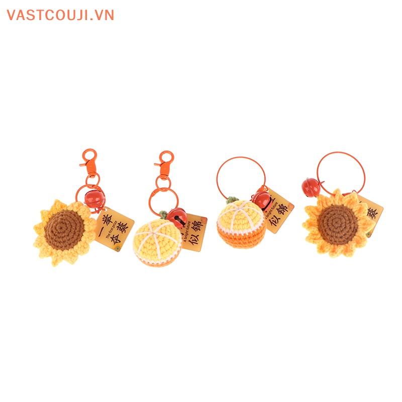 Móc Khóa Hình Hoa Hướng Dương Đan Len Thủ Công Sáng Tạo