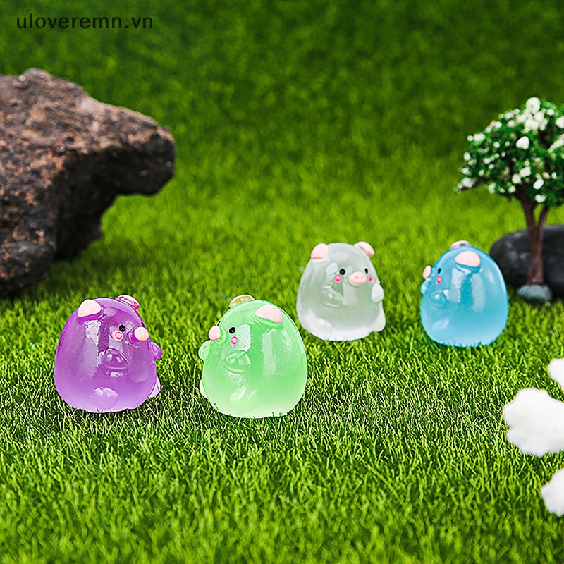 Set 2 Đồ trang trí Chú Heo Dạ Quang Trang Trí Tiểu Cảnh