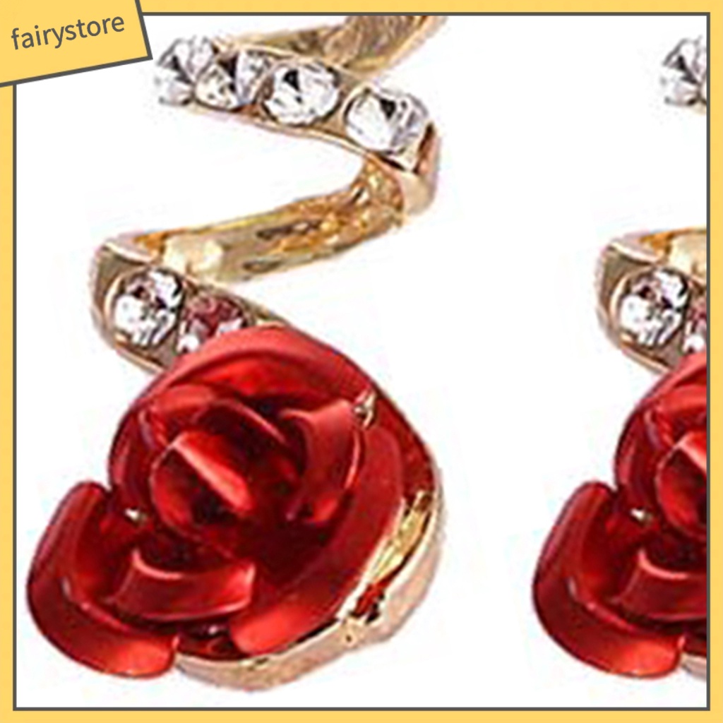 1 Đôi Bông Tai Hình Xoắn Ốc Đính Đá Đỏ Thời Trang Dành Cho Nữ