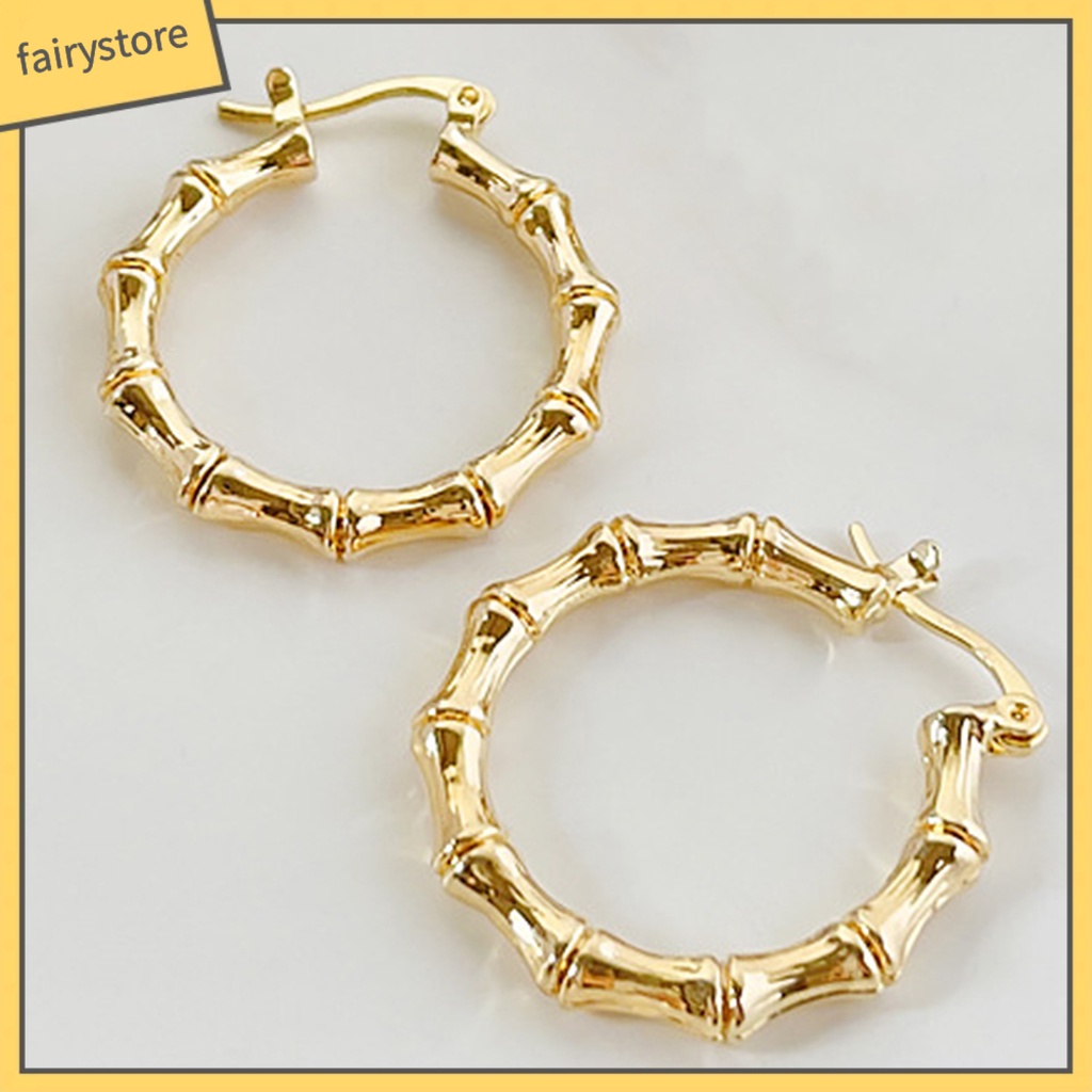 1 Đôi Bông Tai Hình Tròn Bằng Tre Thời Trang Dành Cho Nữ