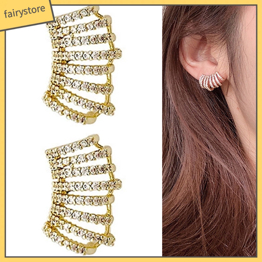 1 Đôi Bông Tai Đính Đá Lấp Lánh Dành Cho Nữ