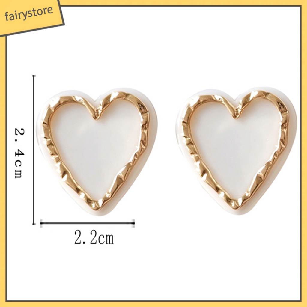 1 Đôi Bông Tai Hình Trái Tim Tráng Men Tinh Tế Dành Cho Nữ