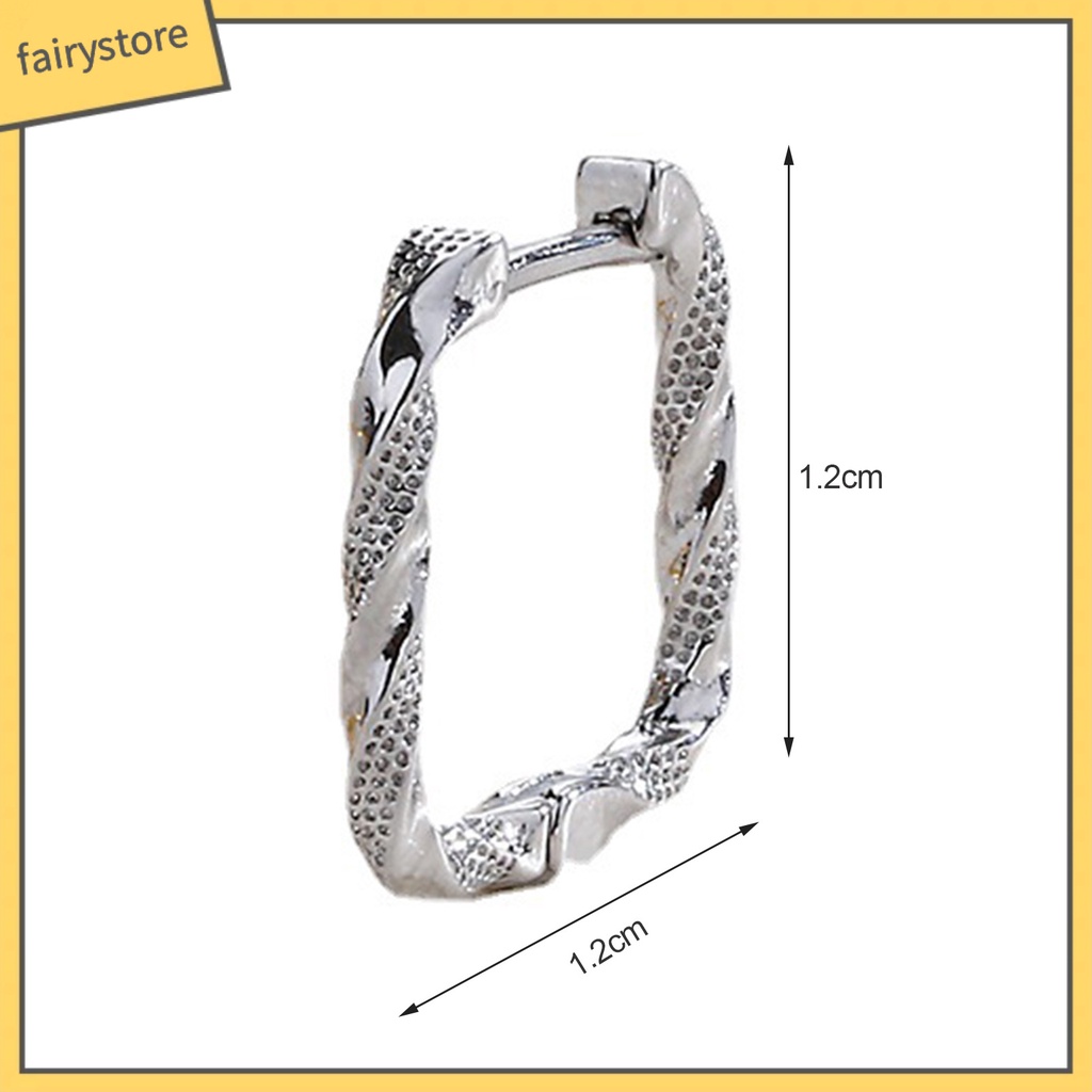 1 Khuyên Tai Kim Loại Hình Vuông Màu Vàng / Bạc Mini Thời Trang Cho Nữ