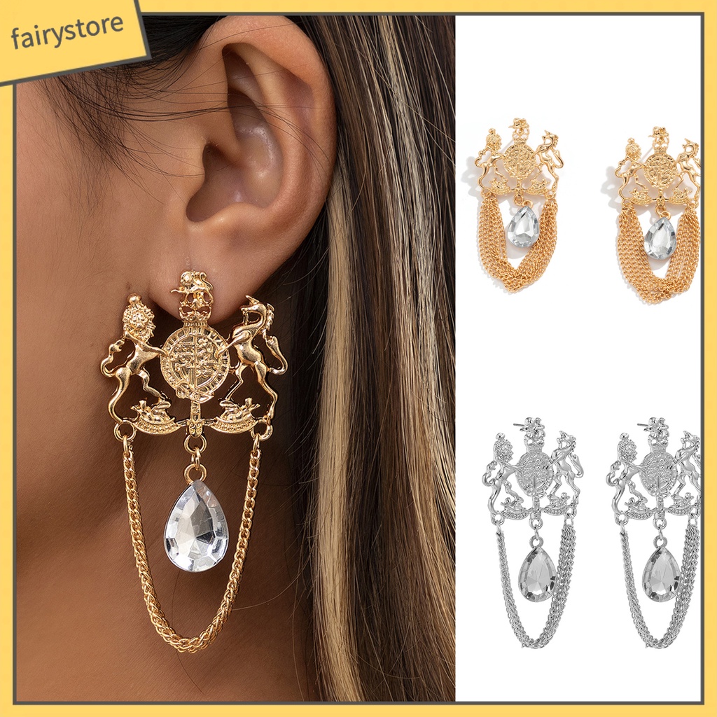 1 Đôi Bông Tai Đính Đá Sáng Bóng Phong Cách Cổ Điển Thời Trang Dành Cho Nữ