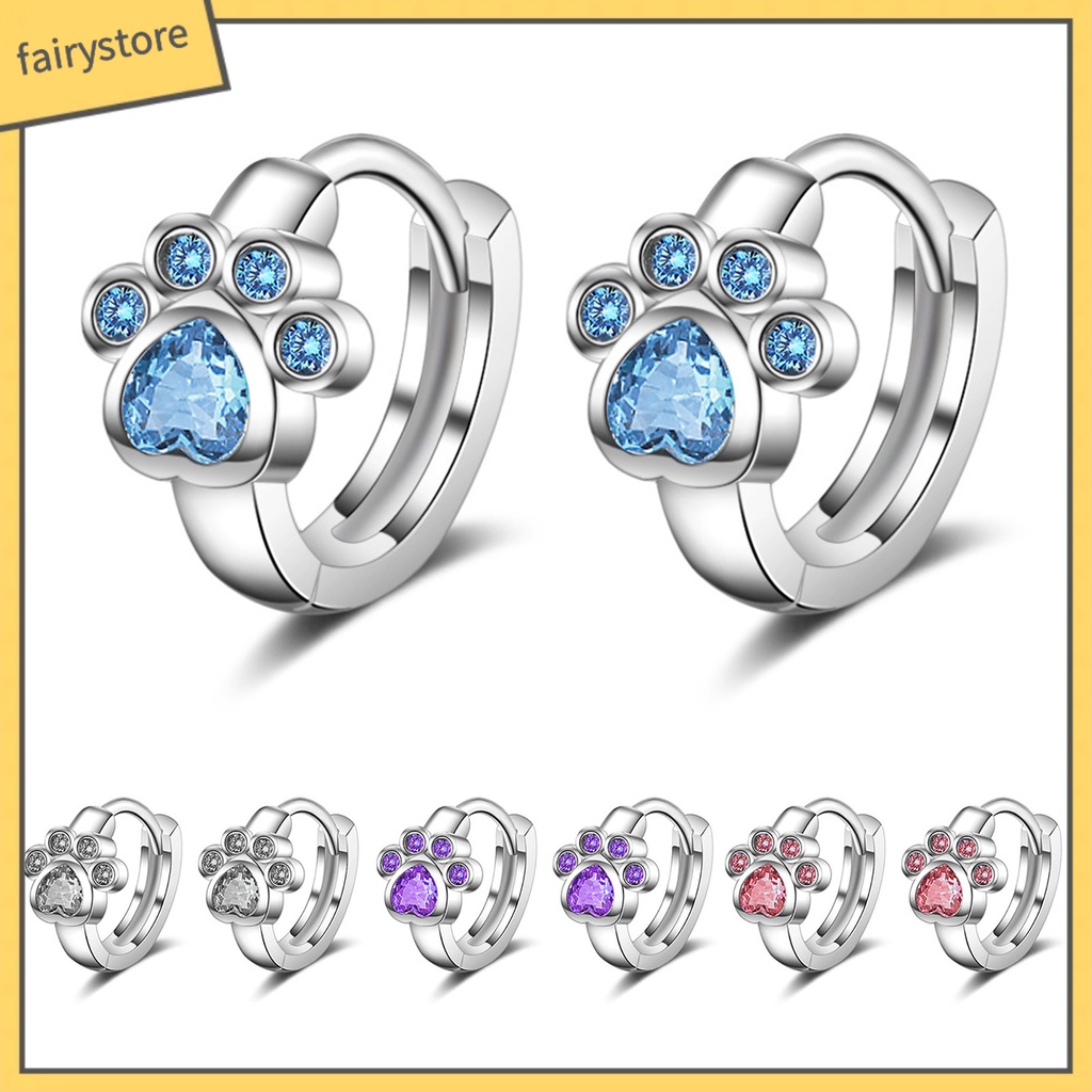 1 Đôi Bông Tai Hình Móng Vuốt Mèo Đính Đá Lấp Lánh Thời Trang