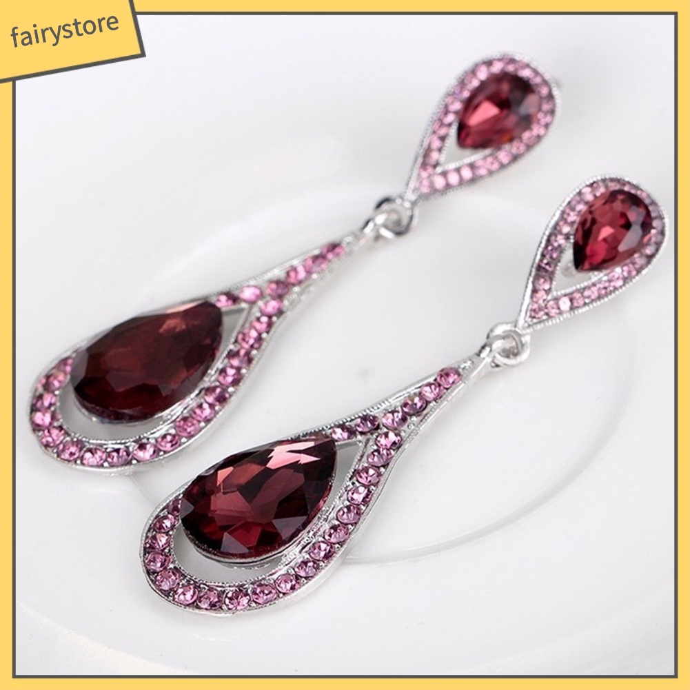 Bông Tai Hình Giọt Nước Đính Đá Giả Thời Trang Dành Cho Nữ