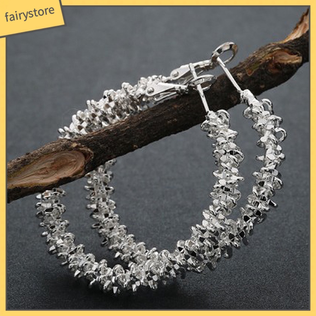 1 Đôi Bông Tai Hình Tròn Thắt Nút Bằng Hợp Kim Nhẹ Thời Trang Dành Cho Nữ