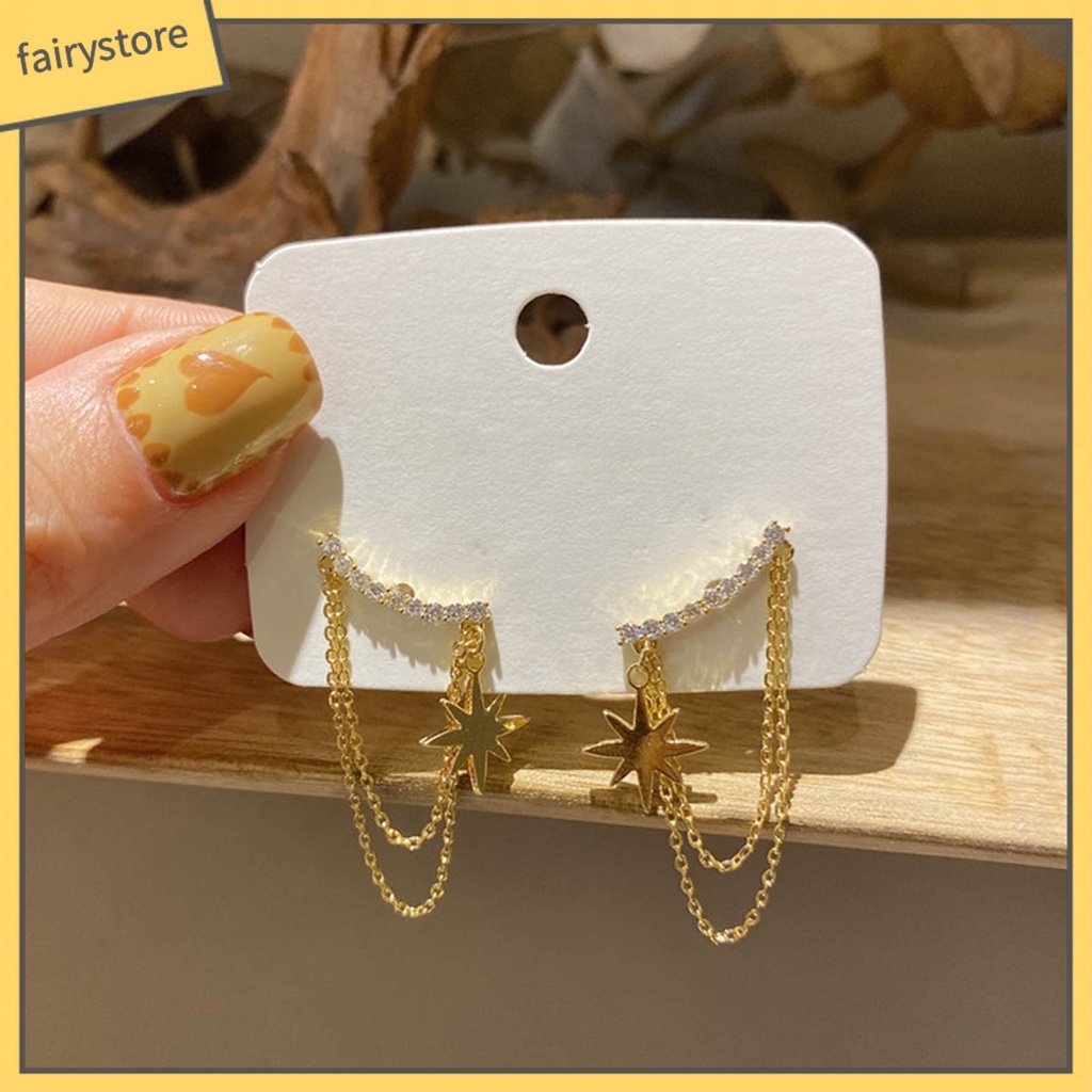 1 Cặp Bông Tai Tua Rua Đính Đá Lấp Lánh Cho Nữ