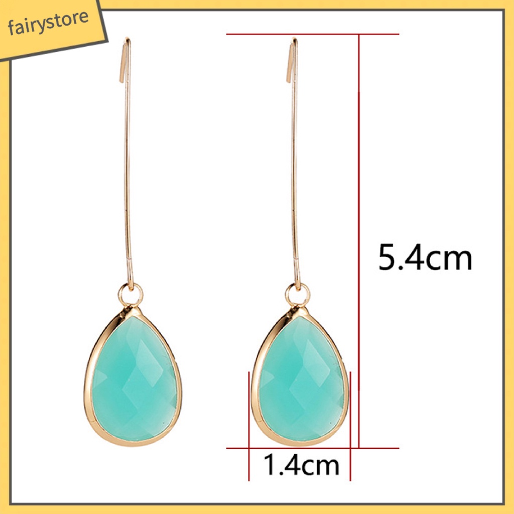 1 Đôi Bông Tai Giọt Nước Đính Đá Thời Trang Dành Cho Nữ