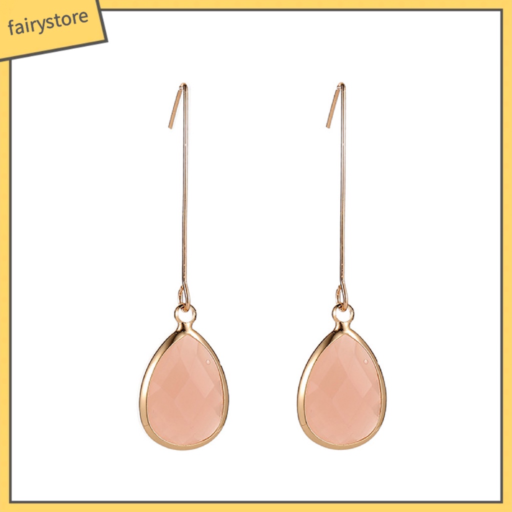 1 Đôi Bông Tai Giọt Nước Đính Đá Thời Trang Dành Cho Nữ