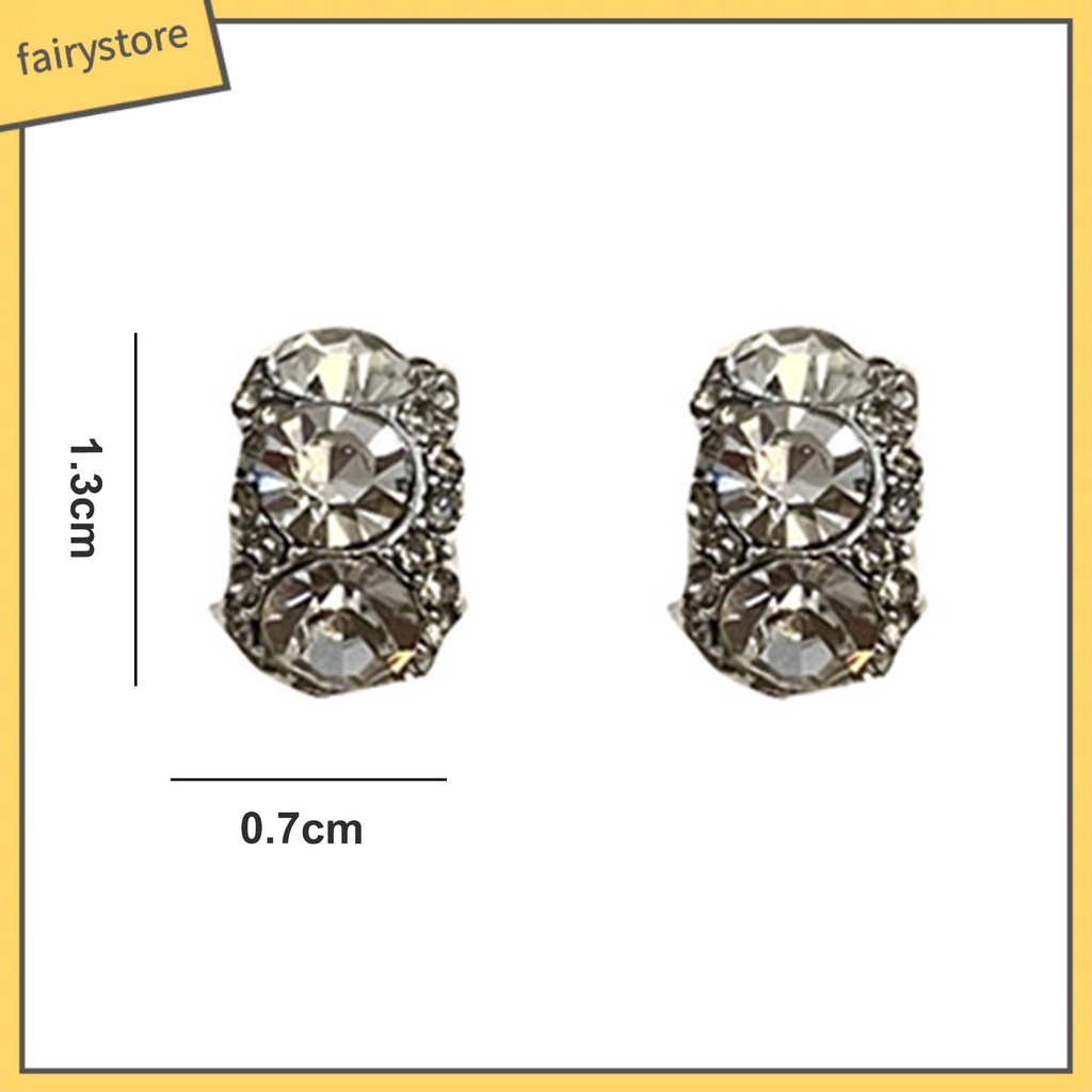 1 Đôi Bông Tai Hợp Kim Hình Chữ C Đính Đá Lấp Lánh Sang Trọng