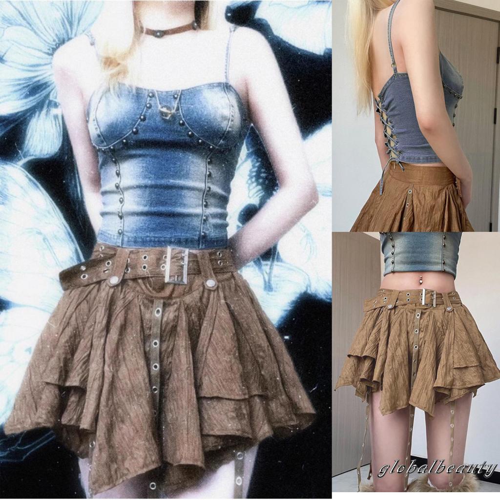 Áo Croptop Denim Hai Dây Phong Cách Retro Thời Trang Mùa Hè Dành Cho Nữ