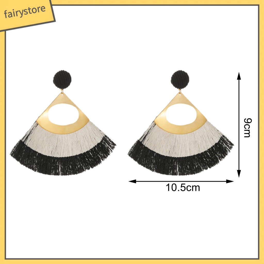 1 Đôi Bông Tai Hình Vỏ Sò Đính Tua Rua Phong Cách Bohemian Thời Trang