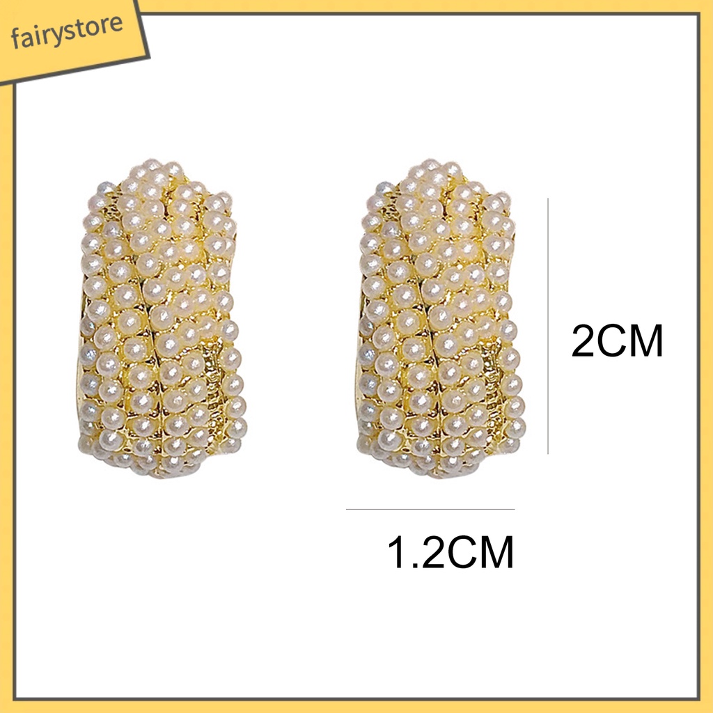 1 Đôi Bông Tai Ngọc Trai Nhân Tạo Hình Chữ C Thời Trang Dành Cho Nữ