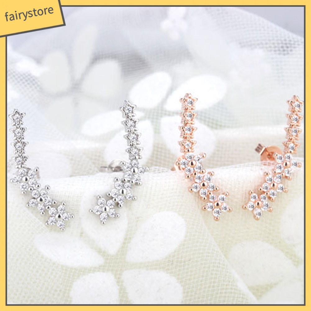 Khuyên Tai Đính Đá Zircon Hình Ngôi Sao Ngọt Ngào Thời Trang Cho Nữ