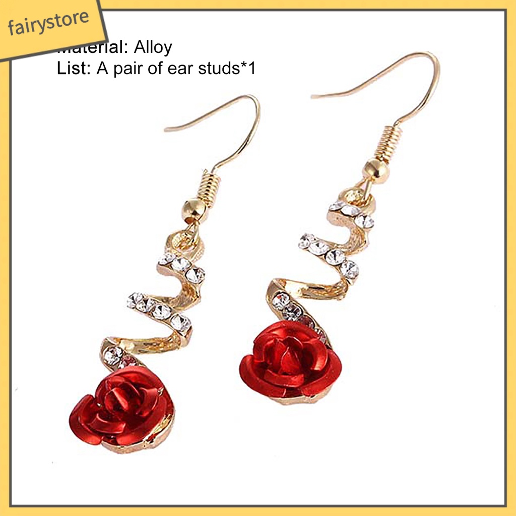 1 Đôi Bông Tai Hình Hoa Hồng Dạng Xoắn Ốc Thanh Lịch Dành Cho Nữ