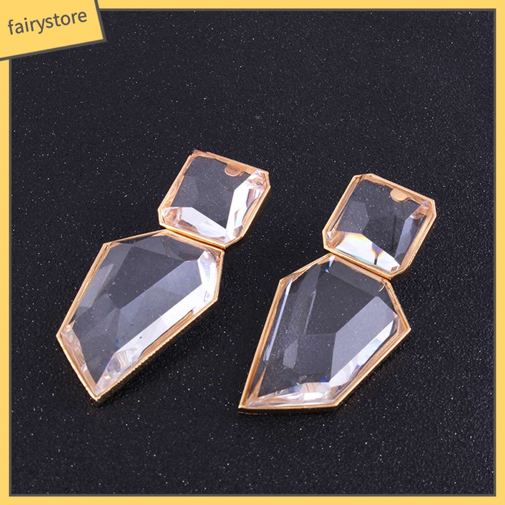 Bông Tai Hình Học Bằng Nhựa Resin Lấp Lánh Phong Cách Vintage Dành Cho Nữ