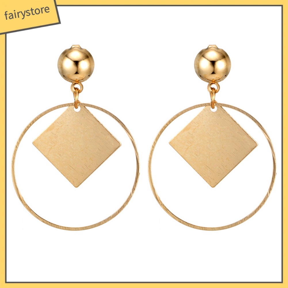 Bông Tai Hình Tròn / Vuông Thời Trang Dự Tiệc Cho Nữ