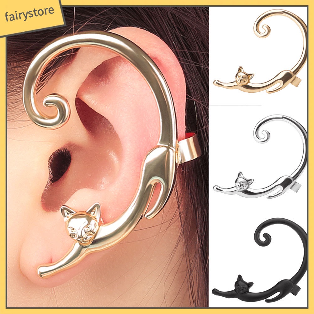 1 Khuyên Vành Tai Hình Mèo Hoạt Hình Dễ Thương Cho Nữ